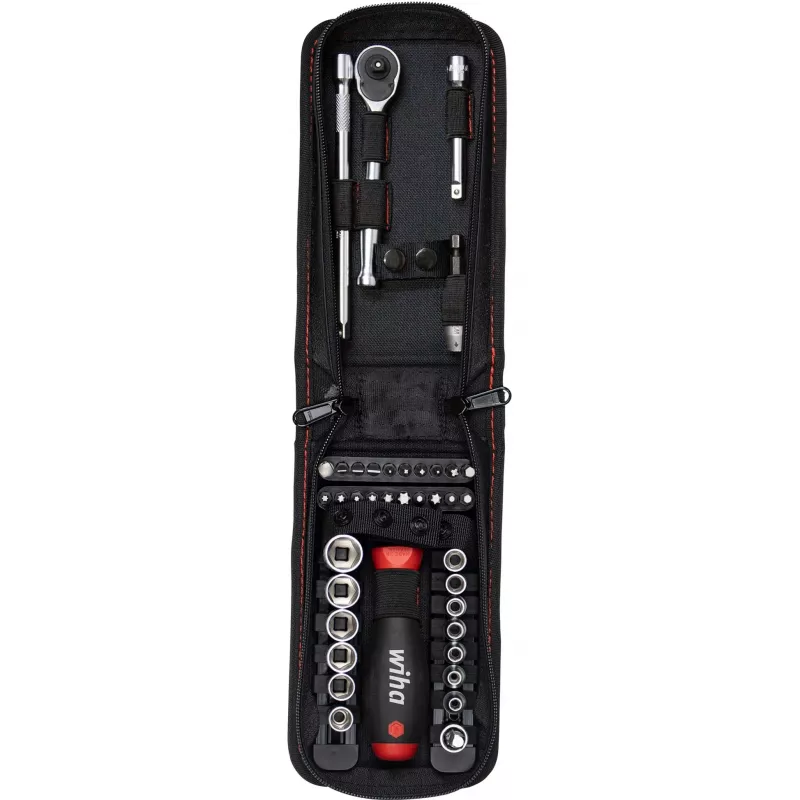 Wiha 44684 dop- en bitset 1/4 inch, 40-delig, in riemtas