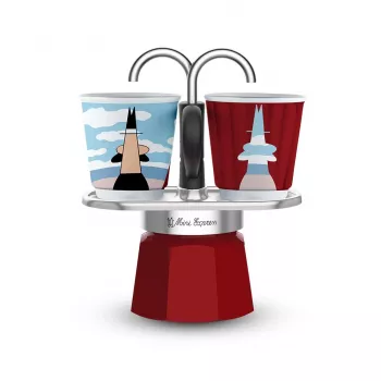 Bialetti Mini Express Magritte mokakan rood, zilver