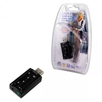 Externe USB-soundkaart LOGILINK UA0078, 7.1-kanaals, USB-interface, compact 124×194×34 mm, 80 g