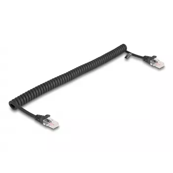 Netwerkkabel DeLOCK RJ45 spiraalkabel stekker naar stekker Cat.5e 1m zwart