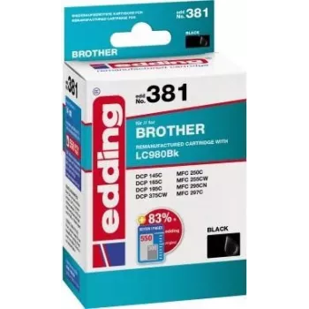 EDDING printerpatroon EDD-381 14 ml voor Brother LC980 zwart REMAN