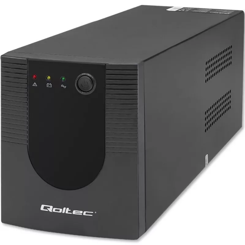 Qoltec Monolith 53775 Line-Interactive UPS, 1200 VA (1,2 kVA) / 720 W, AVR, 4 AC-stopcontacten, zwart