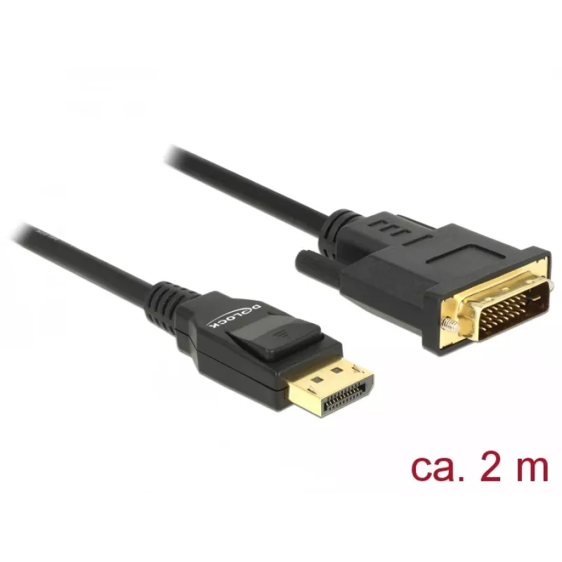 DeLOCK - videokabel - Single Link - DisplayPort (M) naar DVI-D (M) - DisplayPort 1,2a - 2,0m - passief - zwart (85313)