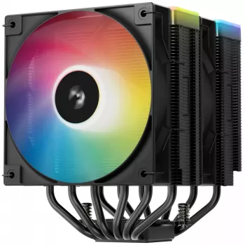 Luchtkoeler DeepCool AG620 BK ARGB V2 — 120 mm dubbele ventilator, 6 heatpipes, LGA 1700/AM4/AM5-ondersteuning, zwart