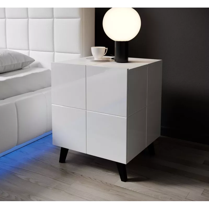 Cama nachtkastje REJA wit glanzend/wit glanzend