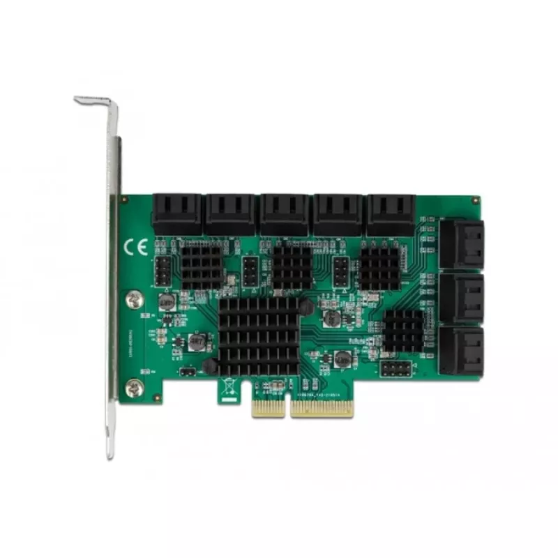DeLOCK 16-poorts SATA PCI Express x4-kaart 6 Gbit/s groen grijs
