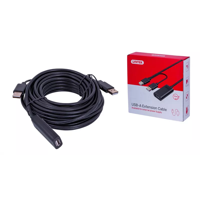 UNITEK Y-278 USB-kabel USB 2.0 10 m 2 x USB-A USB-A zwart