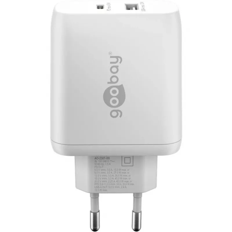 Goobay 65412 oplader voor mobiele apparaten hoofdtelefoon, laptop, smartphone, tablet wit AC binnen
