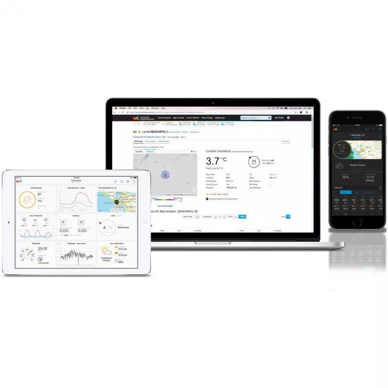 Bresser 7002580 Weather Center 5-in-1 digitaal wifi-weerstation met professionele sensor, 5,7″ display, netvoeding, zwart