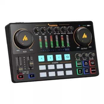 USB-audio-interface MAONO AME2 zwart met ingebouwde effecten, compacte desktop-soundcard