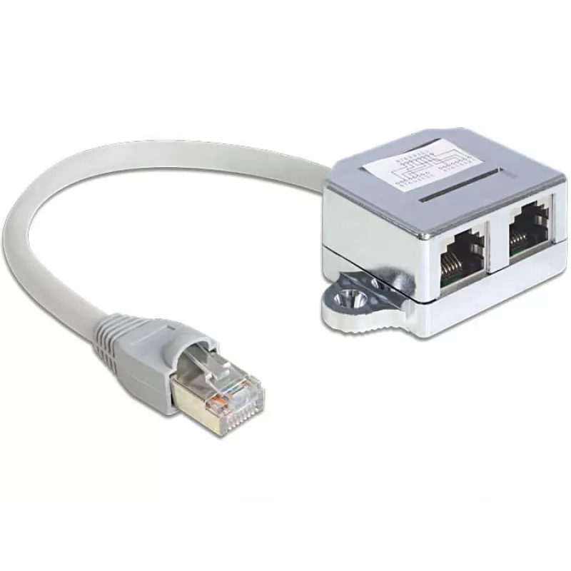 DeLOCK 65441 RJ45-poortverdubbelaar, Ethernet 100Base-TX-splitter, 1x RJ-45 (male) naar 2x RJ-45 (female), 15 cm