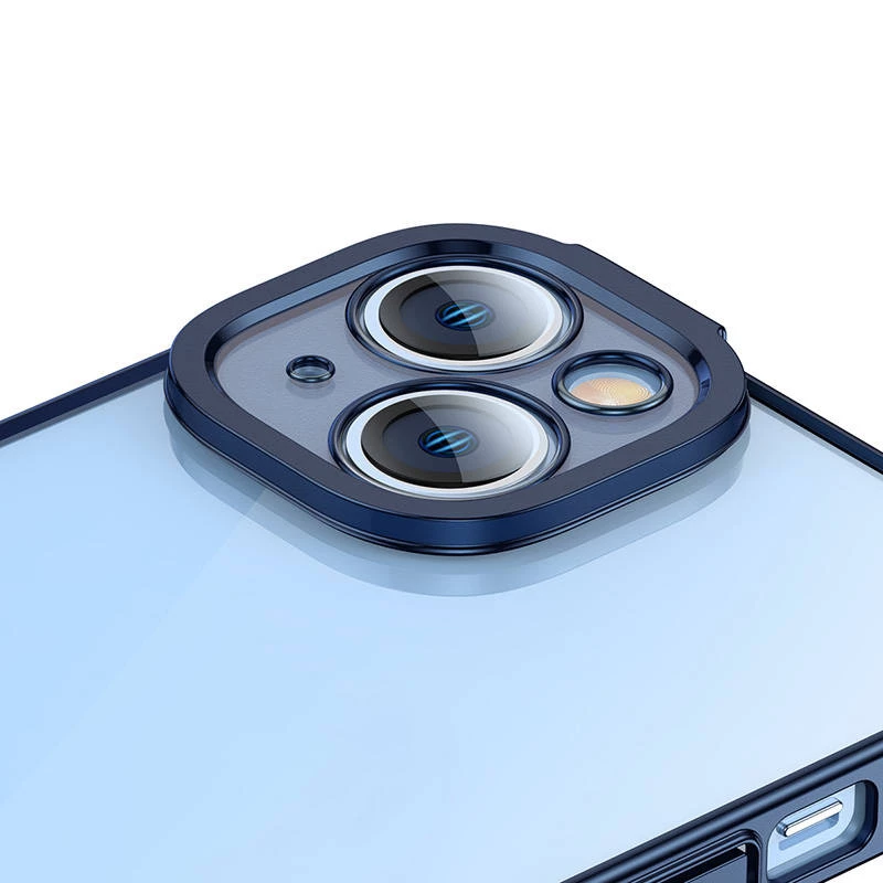 Beschermhoes en pantserglas-set Baseus voor iPhone 14 Plus – glitter transparant blauw