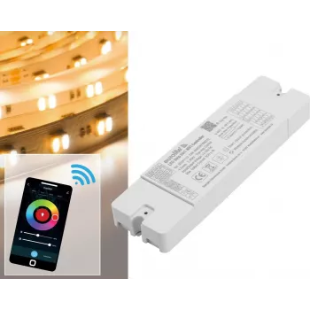 LED-strip-controller EUROLITE 50531113 WiFi 5in1 – meerkanaals Wi-Fi-controller voor RGB/RGBW/monochrome LED-strips