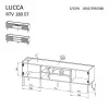 TV-kast cama meble LUCCA 180x40x59 cm — wit spaanplaat blad, witte behuizing