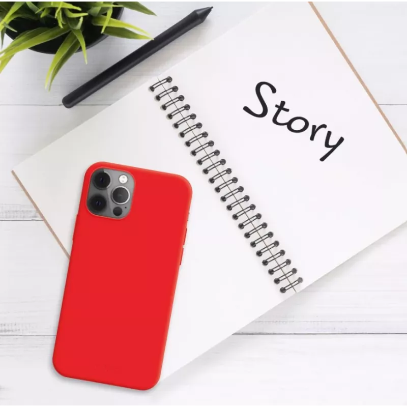Rugdeksel FIXED voor Apple iPhone 16 Pro, gerubberd oppervlak, rood