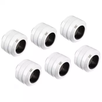 Fitting Alphacool 17484, messing, wit, 23 mm hoogte, 26 mm diameter, 6-pack