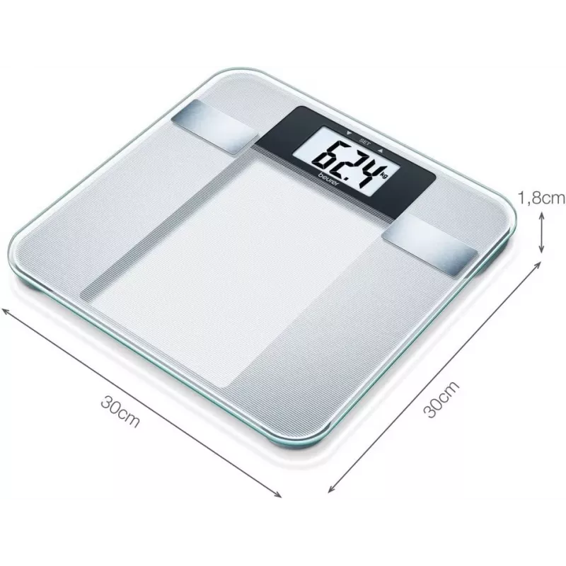 Beurer BG 13 Square grijs, transparant elektronische personenweegschaal