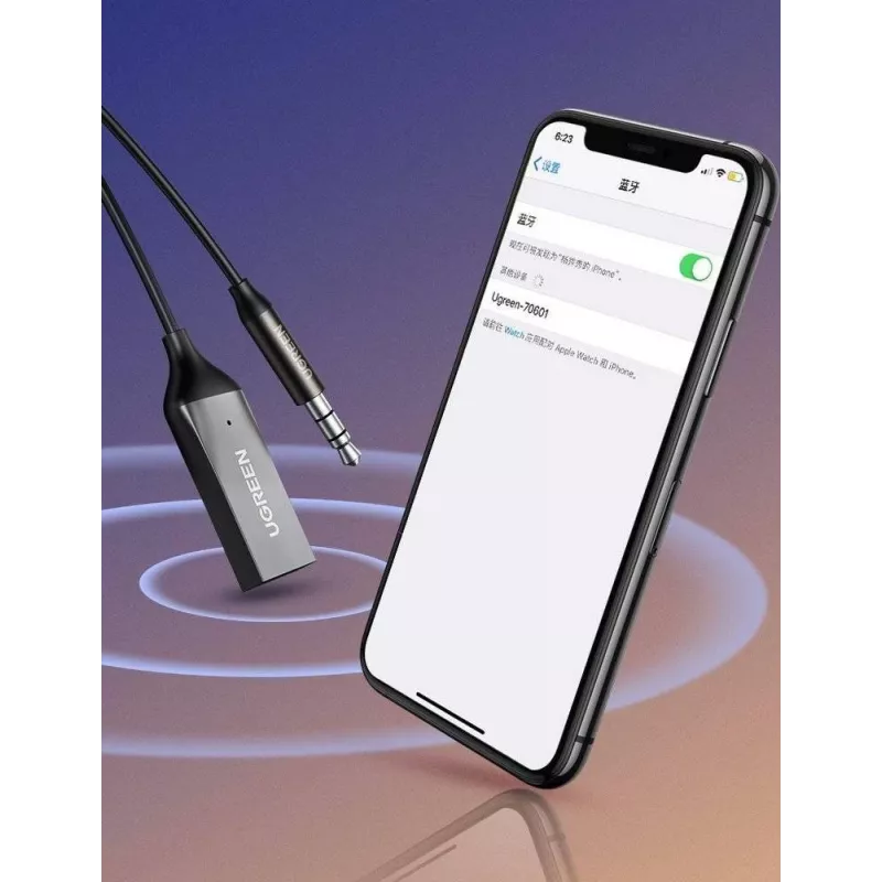 UGREEN CM309 Bluetooth 5.0-audio-ontvanger, USB, 3,5 mm AUX-aansluiting, zwart