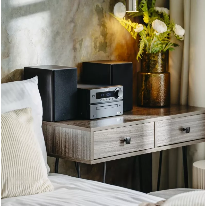 Mini hifi-stereosysteem Adler AD 1917 — Bluetooth V5.3, cd/usb/mp3, 2×25 W RMS, FM-tuner, 4-bands equalizer, AUX, zwart