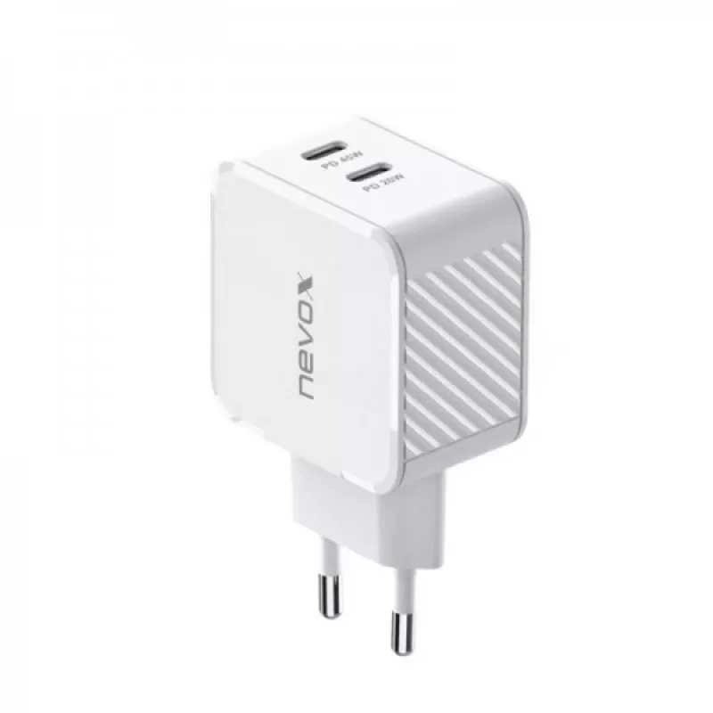 Nevox 45W Dual USB-C Power Delivery GaN-oplader, wit, model 2569