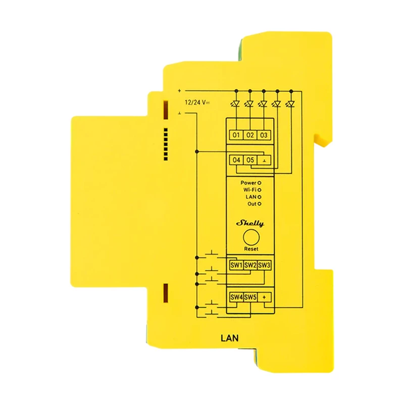 Shelly RGBWW Pro WiFi 5-kanaals DIN-rail lichtbesturing