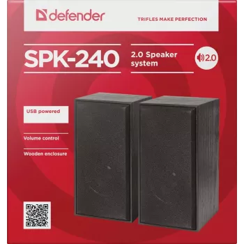 DEFENDER SPK-240 bekabelde desktopluidsprekers, 2.0, 6 W RMS, USB-voeding, 3,5 mm, zwart