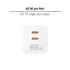 Dubbele USB-stopcontactadapter 65W, 2xUSB-C, wit