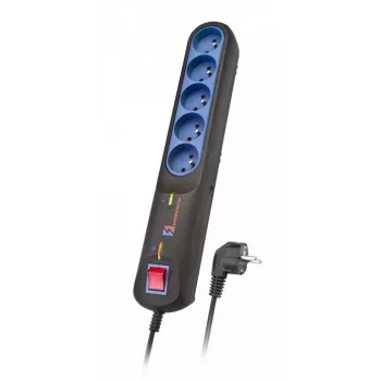 Stekkerdoos Lestar LFT 2005 — 5 Type-F-stopcontacten, 2,5 m kabel, grijs/zwart