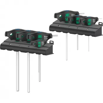 454/7 HF Set 1 dwarsgreep-schroevendraaiers + rack, 7-delig (zwart/groen, met vasthoudfunctie)