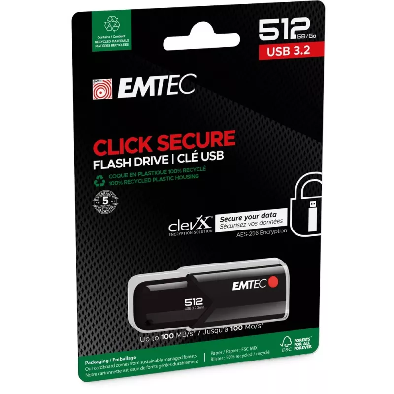 USB-stick Emtec B120 Click Secure 512 GB USB Type-A 3.2 Gen 2