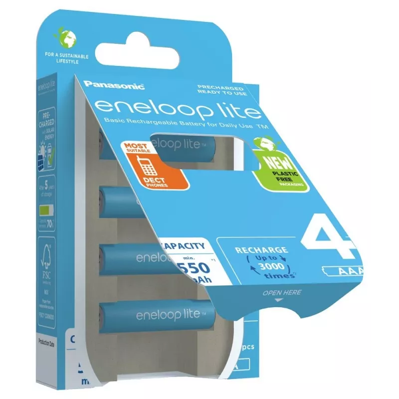 Oplaadbare batterijen PANASONIC ENELOOP LITE AAA 550 mAh 4 st. (BK-4LCCE/4CP)