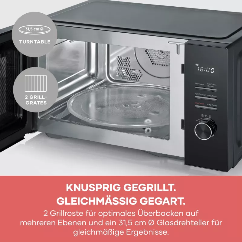 SEVERIN MW 7798 combimagnetron, tafelmodel, 29 l, 900 W, zwart, 315 mm draaiplateau
