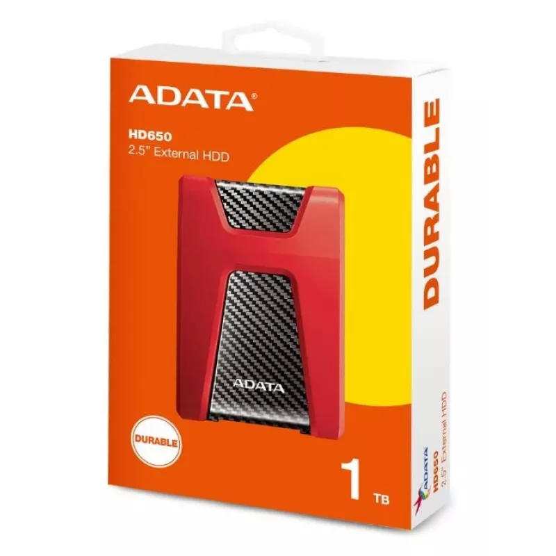 ADATA DashDrive Durable HD650 externe harde schijf 1 TB 2,5 inch USB 3.2 Gen 1 (3.1 Gen 1) rood
