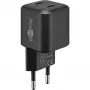 Wandlader GOOBAY 75333 — universele AC-USB-C-oplader voor binnen, 2x USB-C, 35 W, zwart