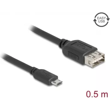 USB 2.0 kabel DELOCK 81517, Micro-USB B naar USB A, 0,5 m, zwart