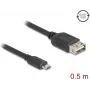 USB 2.0 kabel DELOCK 81517, Micro-USB B naar USB A, 0,5 m, zwart