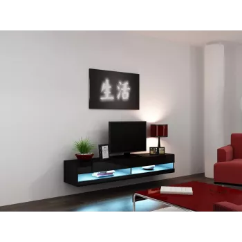 Cama tv-standaard VIGO nieuw 30/180/40 zwart/zwart glanzend