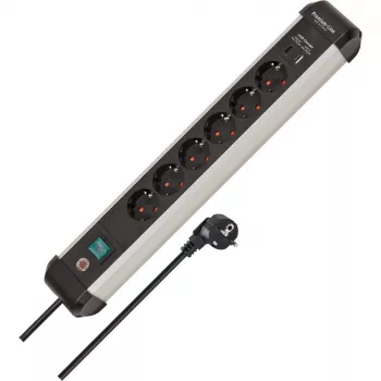 Stekkerdoos Brennenstuhl 1391030611 3 m 6 stopcontacten binnen zwart zilver