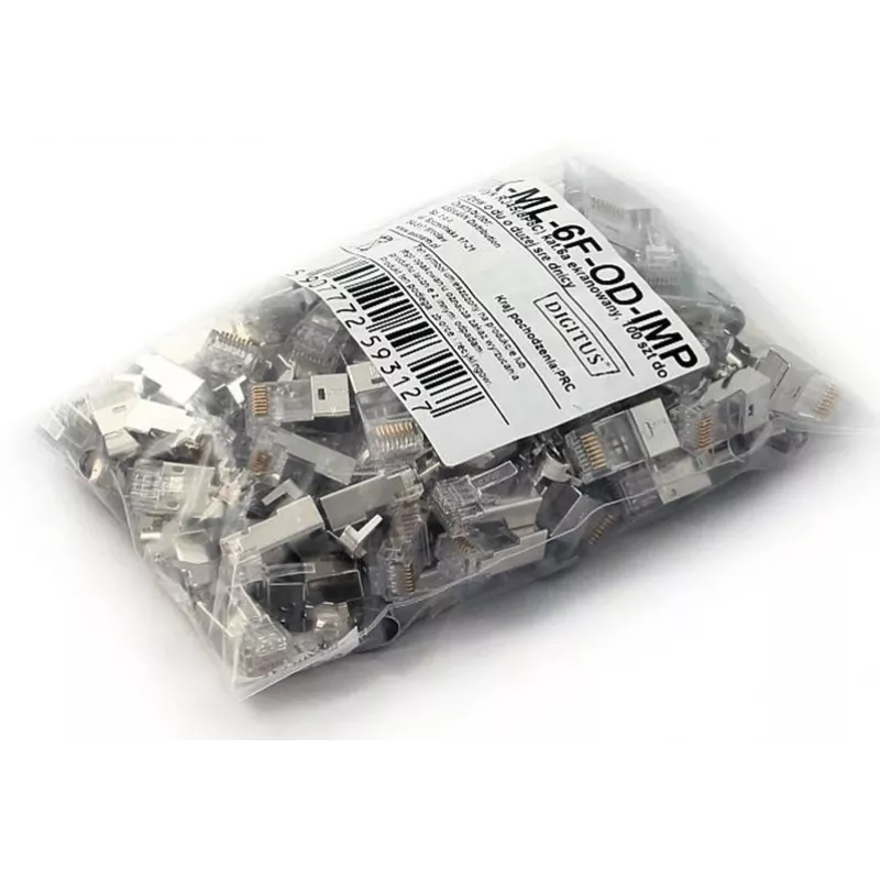 Draadconnector RJ45 grijs Digitus X-ML-6F-OD-IMP male 100 stuks