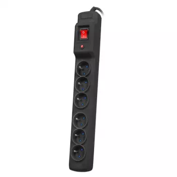 Armac Multi M6 | stekkerdoos | overspanningsbeveiliging, 6 stopcontacten, 5 m kabel, zwart