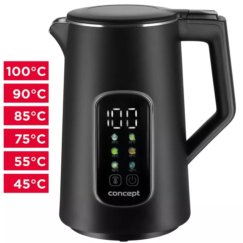 Elektrische waterkoker Concept Solution RK3385 met temperatuurregeling, 1,7 L inhoud