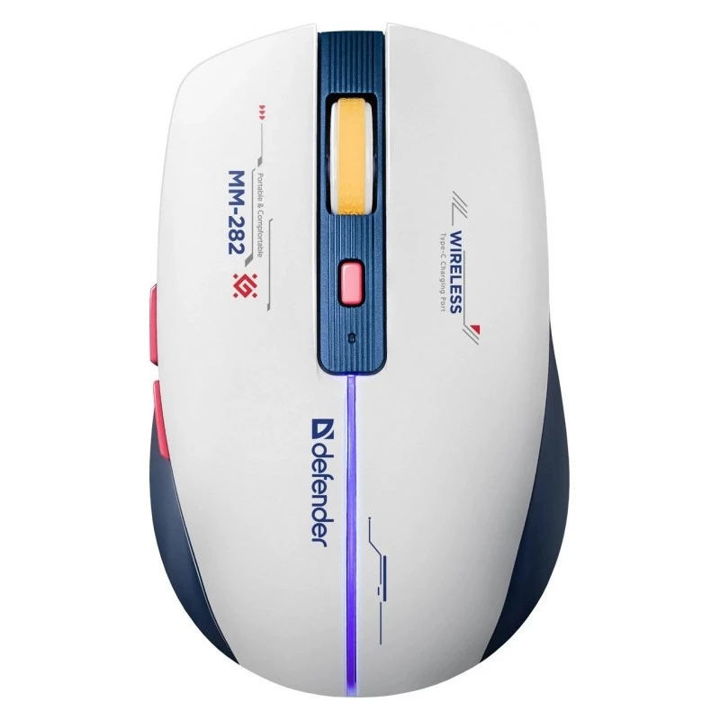 Draadloze gaming-muis DEFENDER MM-282 RF — dubbelhandig, optisch 1800 DPI, 5 knoppen, USB, op batterijen