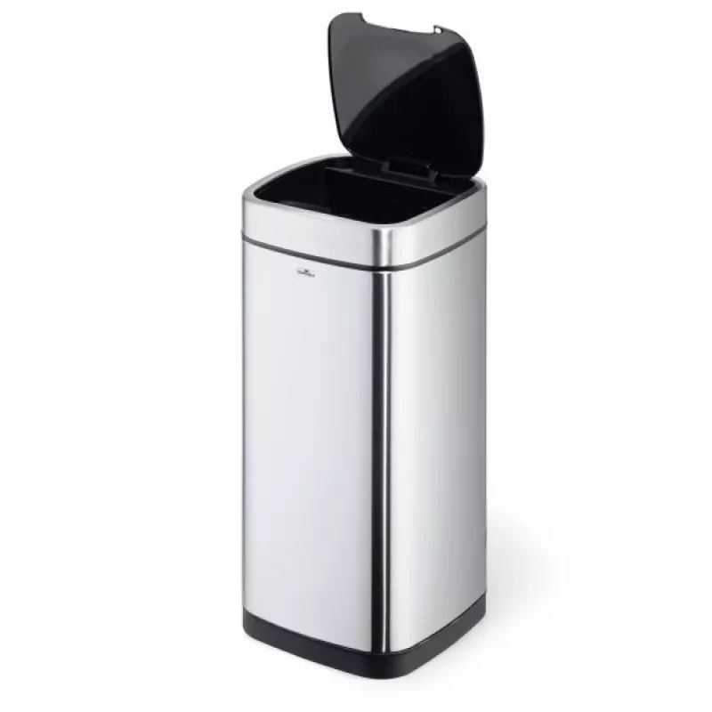Rechthoekige afvalbak Durable NO TOUCH 35L RVS zwart zilver