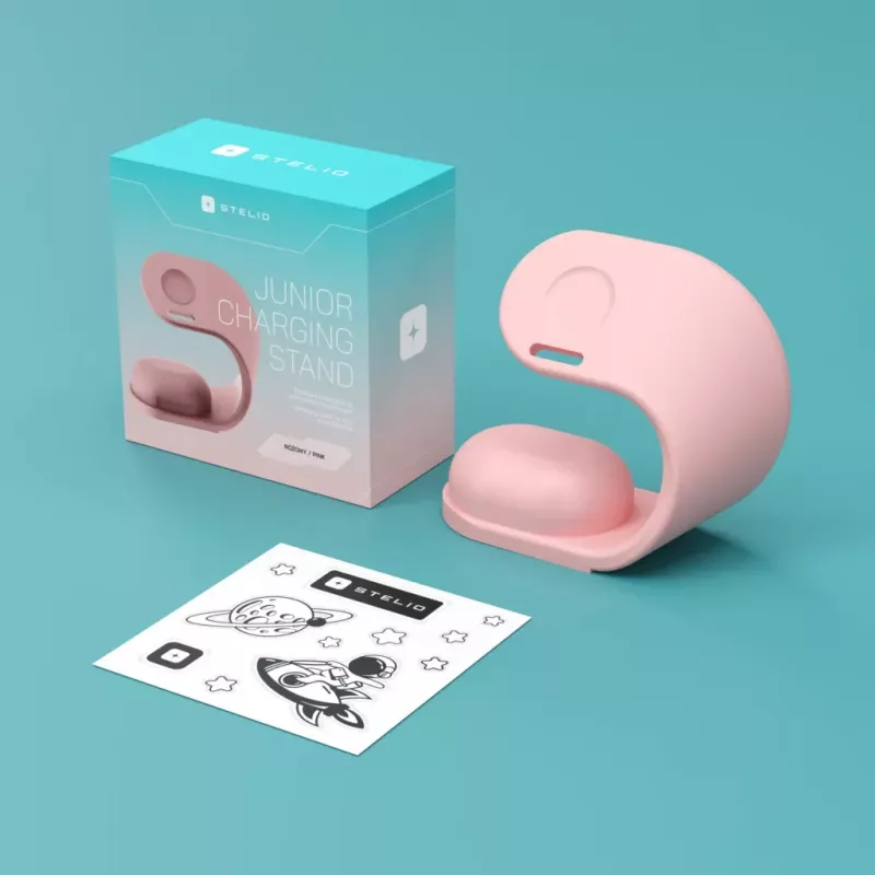 Oplaadstation Stelio ST-CHS01-PK Junior roze – USB-laaddock voor telefoons en tablets, enkele poort, compact