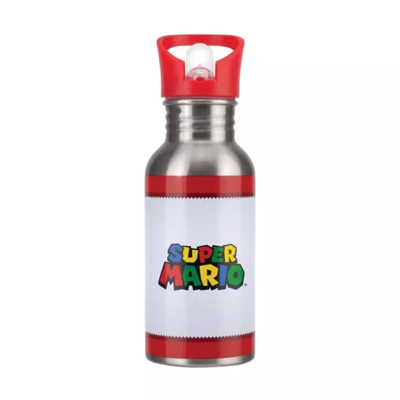 Paladone Super Mario metalen waterfles met rietje