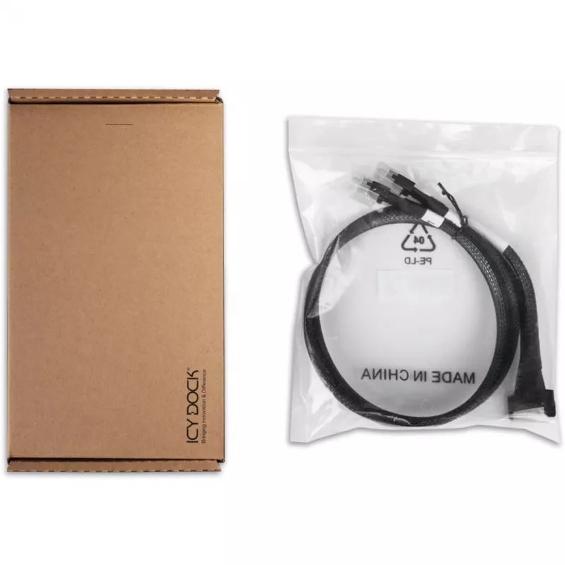 Icy Dock kabel MCIO 8i SFF-TA-1016 naar 2x SlimSAS SFF-8654 4i kabel 0,5 m – kabel (MB310L-B)