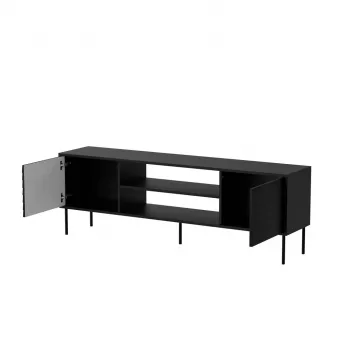Tv-kast cama meble CORTINA EF 180×40×60 cm, zwart, spaanplaat bovenblad, zwart frame