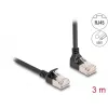 Netwerkkabel DeLOCK RJ45 Cat.6A S/FTP slank 90° 3 m zwart