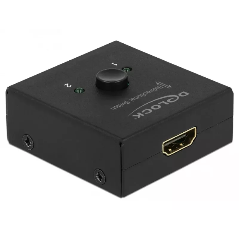 DeLock HDMI 2-1 bidirectioneel 4K 60 Hz compact - retail box - video-/audioswitch - 2 x HDMI - desktop (64072)
