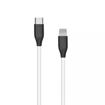 Siliconen kabel USB Type-C - Lightning (wit, 1 m)